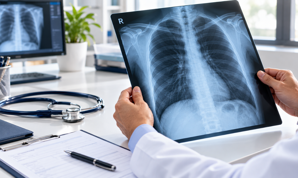 Chest X-ray imaging for lung and heart health check