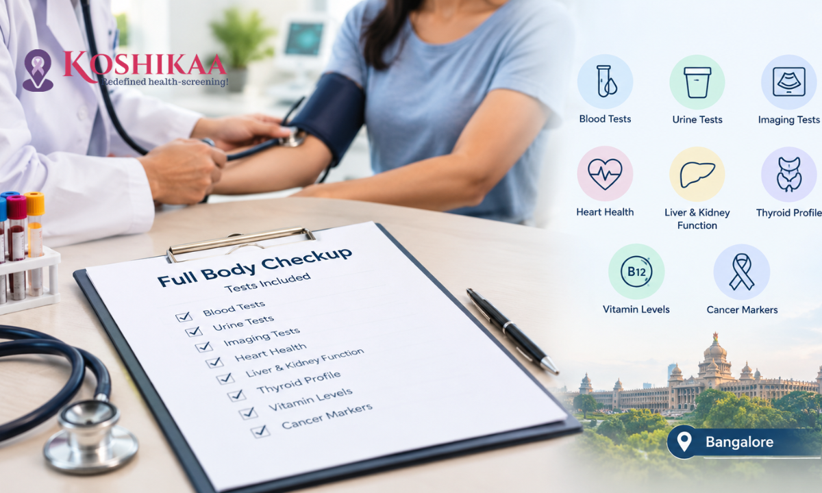Doctor discussing full body checkup tests with patient