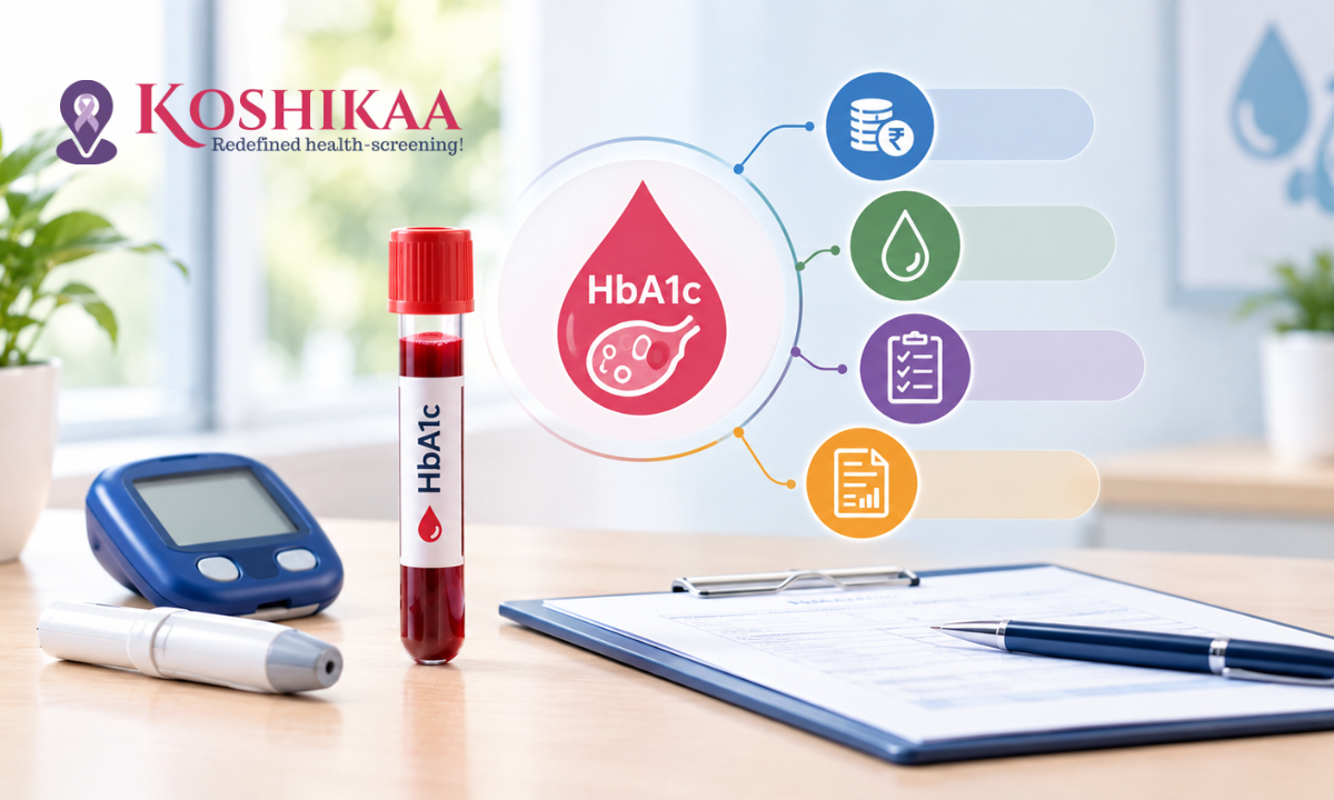 HbA1c blood test report showing blood sugar level results