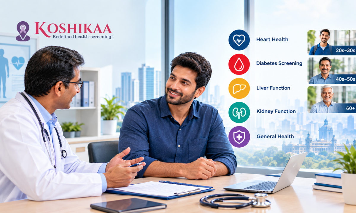 Men’s health checkup with routine medical tests