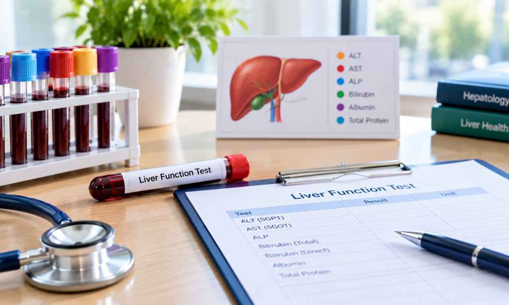 Blood sample analysis for liver health check