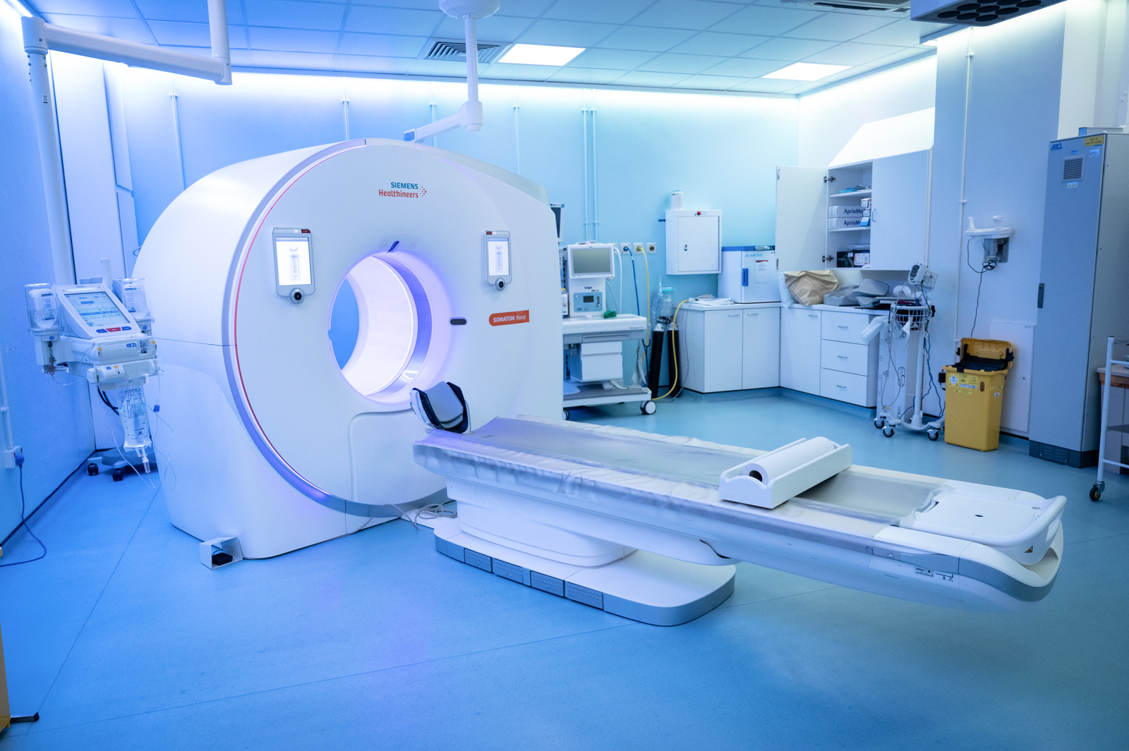  Radiologist examining CT scan results on screen at a diagnostic centre