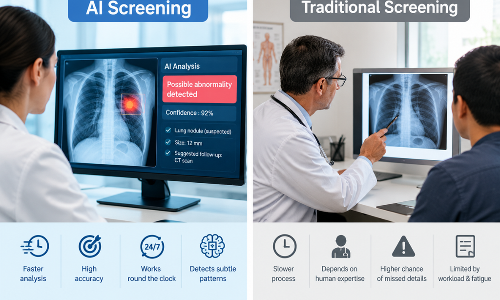 AI screening versus traditional healthcare screening methods