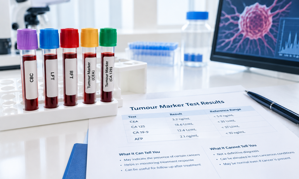 Blood tests and tumour markers for cancer detection and monitoring