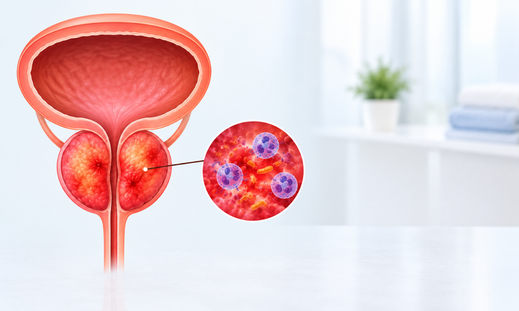 Prostate inflammation or infection affecting the prostate gland