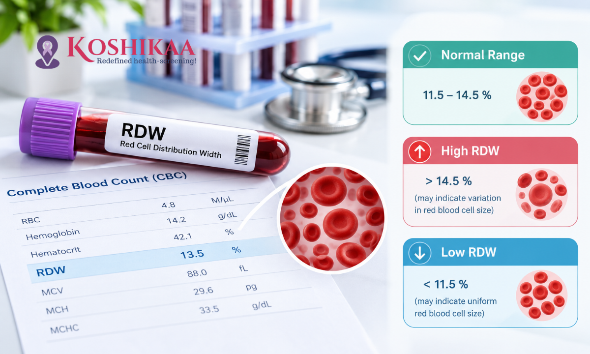 RDW blood test normal range and high or low levels